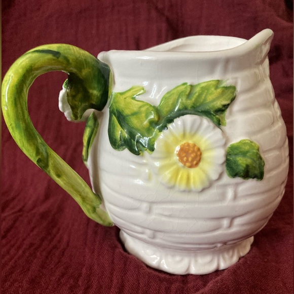 Vintage Lefton Japan Rustic Daisy Ceramic Creamer Pitcher Pot! - Picture 15 of 15